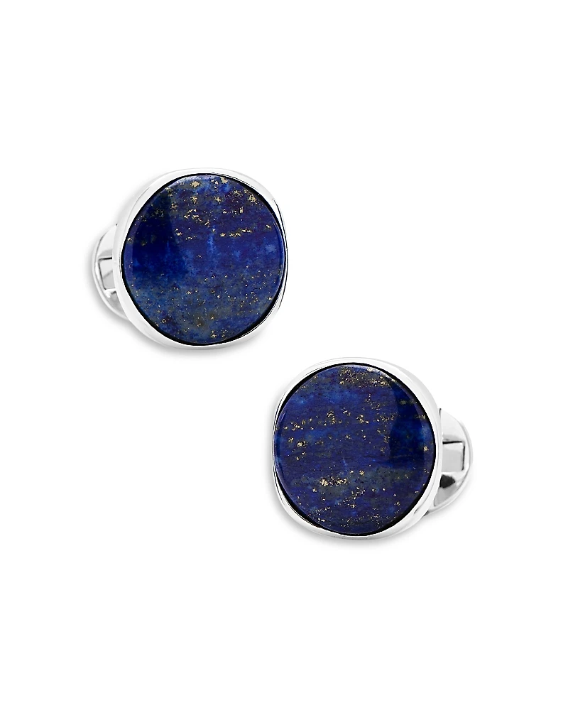 Cufflinks Inc Classic Sterling Silver & Lapis Round Formal Cufflinks