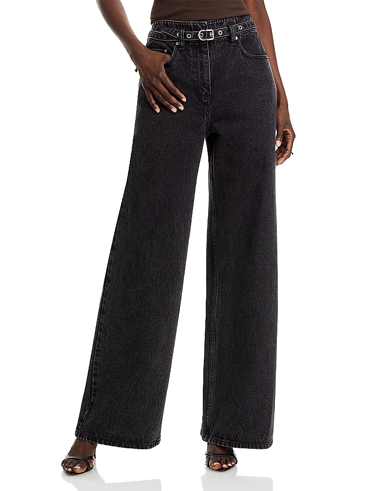 3.1 Phillip Lim Belted Wide Leg Jeans