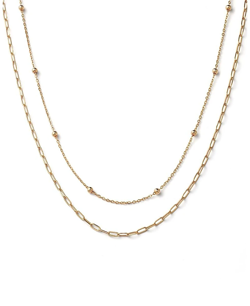Ana Luisa 10K Gold Paperclip and Satelitte Necklace