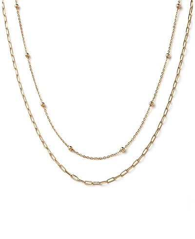 Ana Luisa 10K Gold Paperclip and Satelitte Necklace