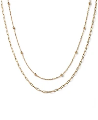 Ana Luisa 10K Gold Paperclip and Satelitte Necklace