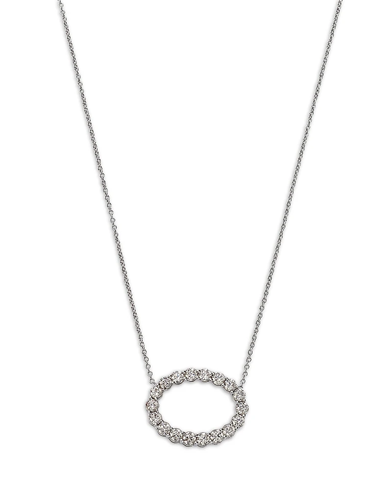 Bloomingdale's Fine Collection Diamond Open Oval Pendant Necklace