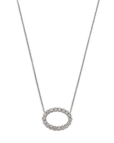 Bloomingdale's Fine Collection Diamond Open Oval Pendant Necklace