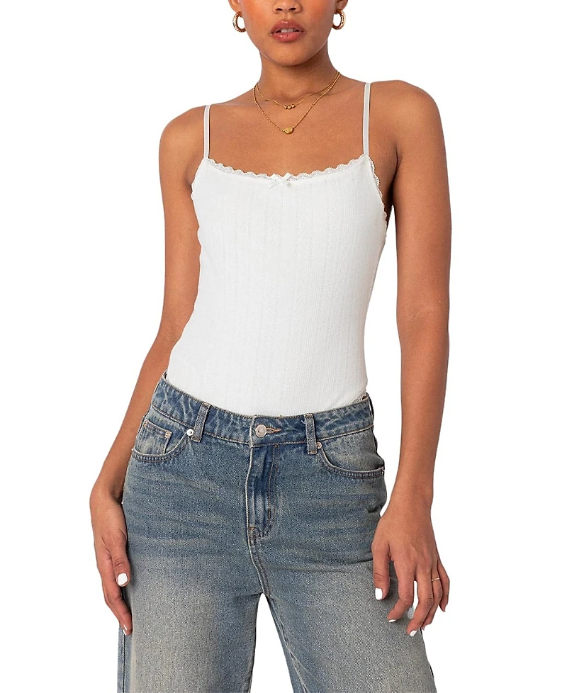 Edikted Krysten Lacey Pointelle Bodysuit Top