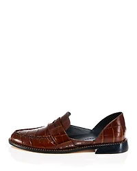 Women's Tash Croc Embossed Leather D'Orsay Penny Loafers