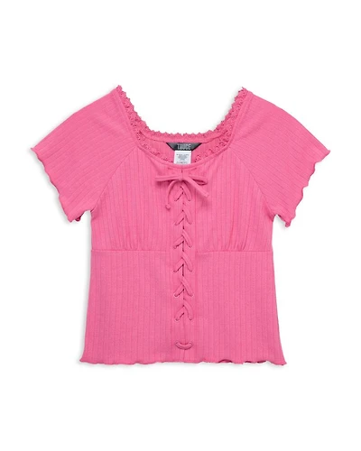 Girls' Mock Lace Up Knit Top - Big Kid