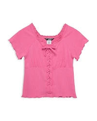 Girls' Mock Lace Up Knit Top - Big Kid