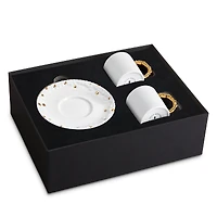 L'Objet Haas Mojave Gold Trim Espresso Cup & Saucer, Set of 2