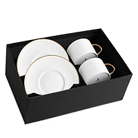 L'Objet Neptune Gold Trim Tea Cup & Saucer, Set of 2