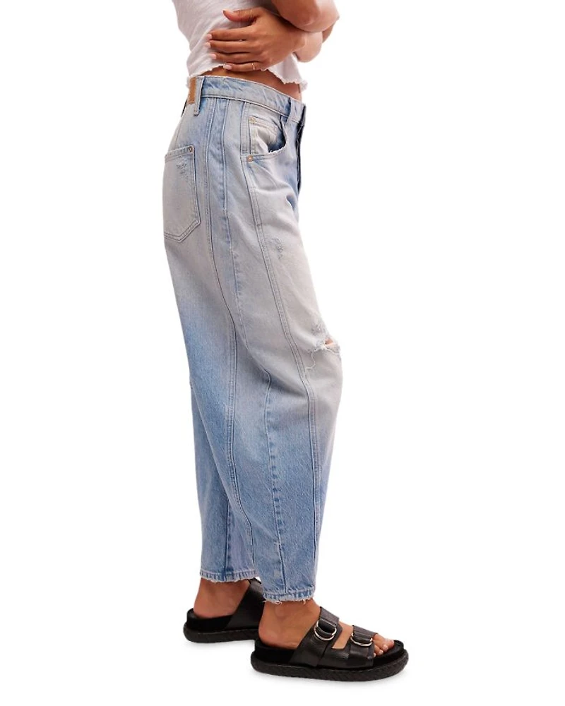 We The Free Good Luck Mid Rise Barrel Jeans Ultra Light Beam