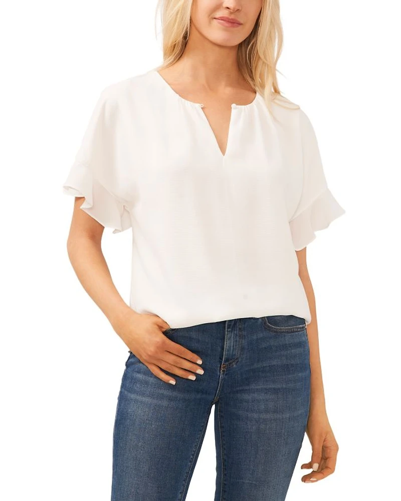 Ruffle Sleeve Drop Shoulder Blouse