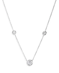 Roberto Coin 18K White Gold Diamond by the Inch Diamond Bezel Station Necklace, 16-18