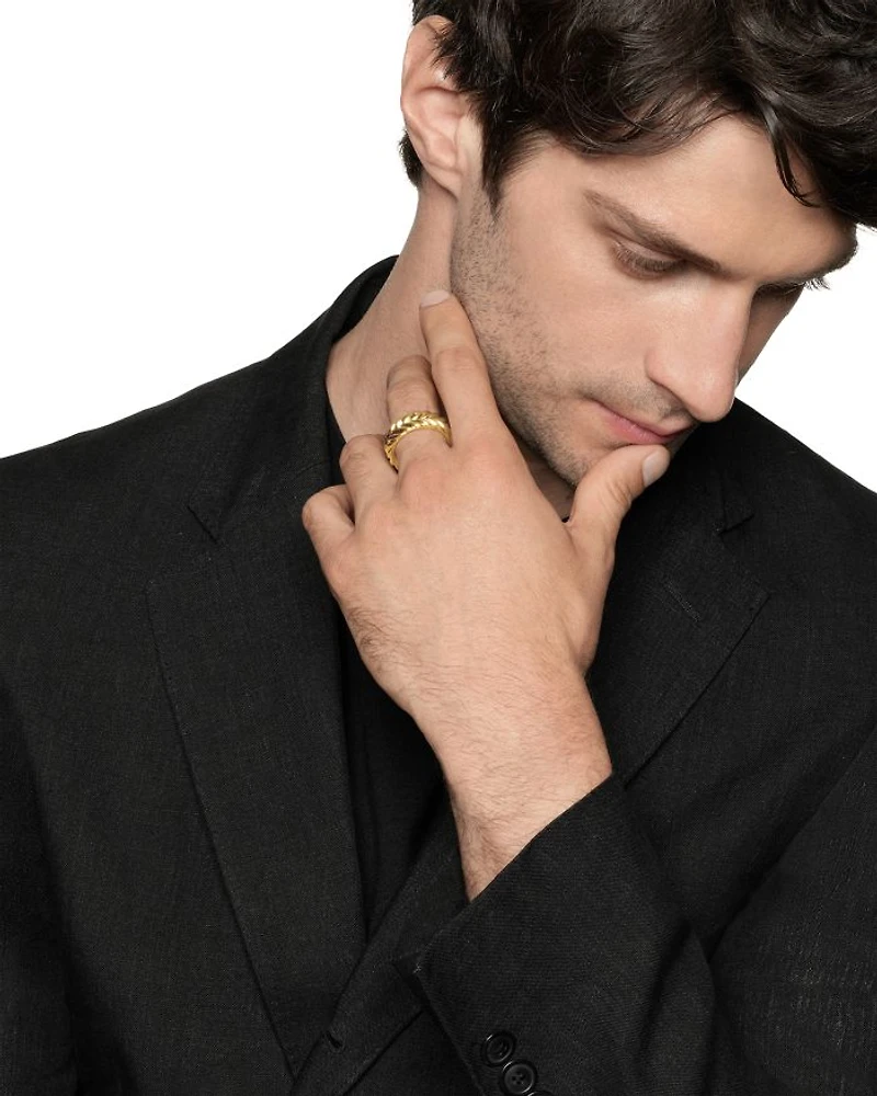 Men's 18K Yellow Gold Chevron Double Row Band