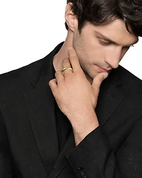 Men's 18K Yellow Gold Chevron Double Row Band