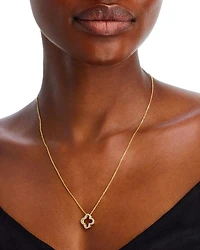 Diamond Openwork Clover Pendant Necklace in 14K Yellow Gold, 0.20 tcw
