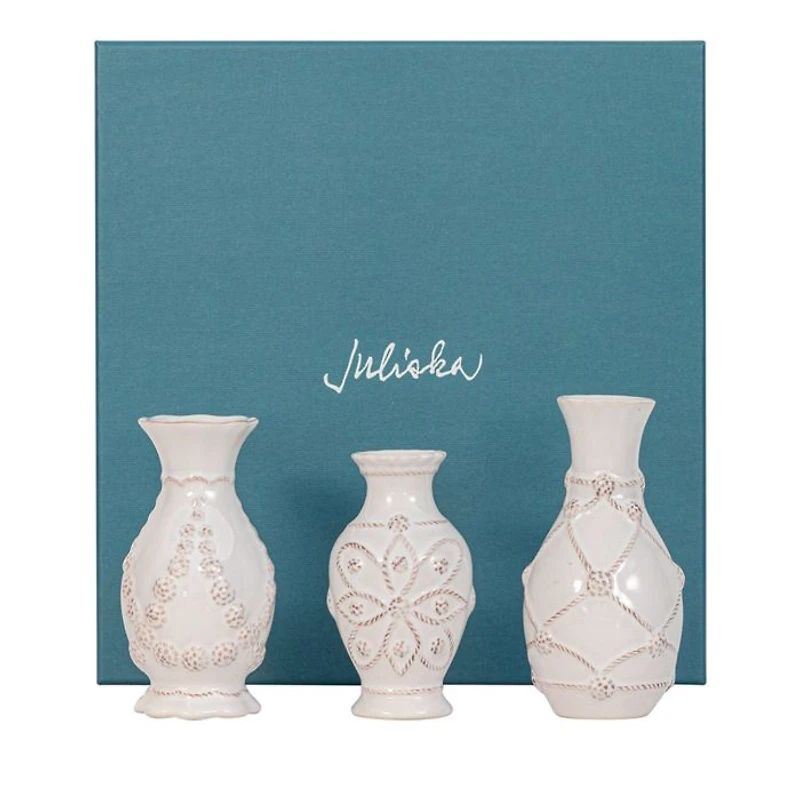 Jardins Du Monde Whitewash Mini Vases, Set of 3