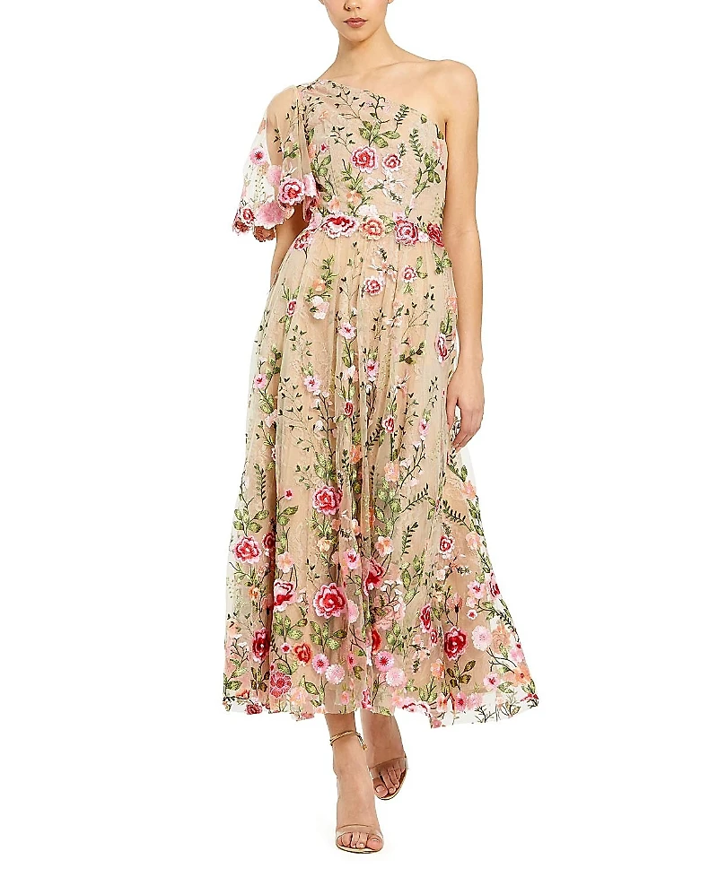 Mac Duggal One Shoulder Lace Embroidered Dress