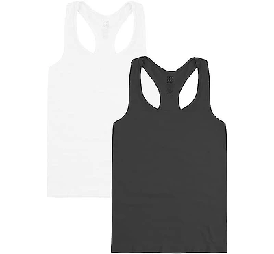 Malibu Sugar Bundle of Two Ribbed Racer Back Tank Top - (10