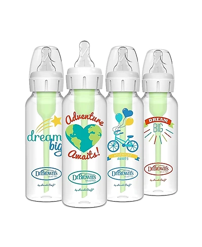 Dr. Brown's Dr. Browns Boys' Anti-Colic Options+ Narrow Baby Bottles 8oz, 4 Pack
