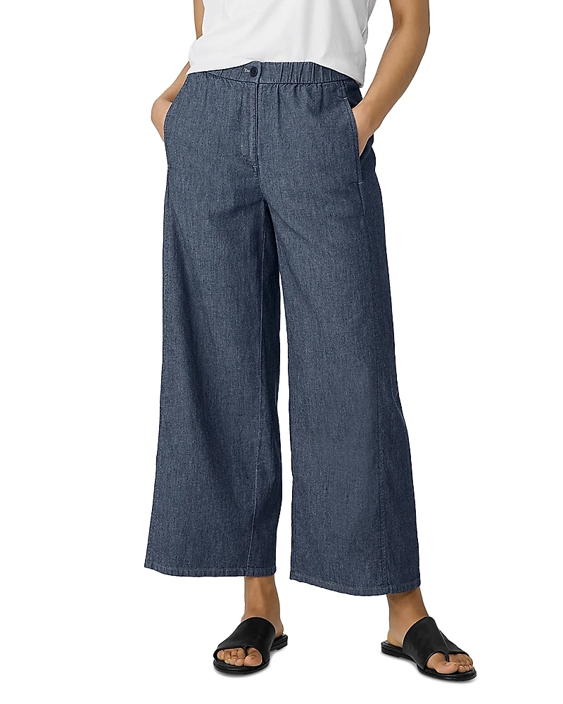 Eileen Fisher Cotton Wide Leg Ankle Pants