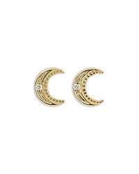 Gigi Clozeau 18K Yellow Gold Pirate Diamond Moon Stud Earrings