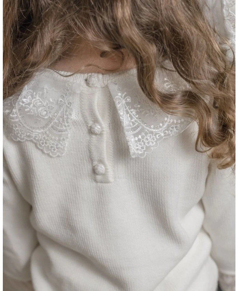 Girls' Emma White Cotton and Lace Top Shorts Set - Baby, Little Kid