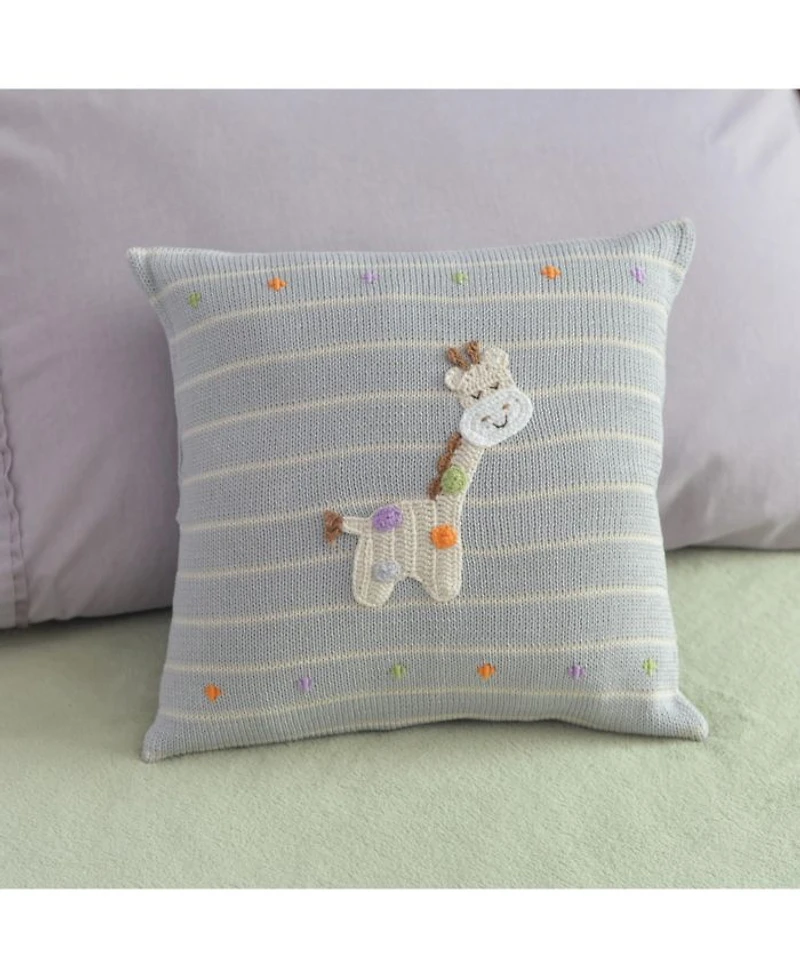 Knit Cotton 12" Spotted Giraffe Pillow