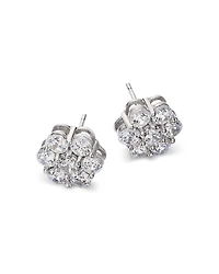 Diamond Flower Cluster Stud Earrings in 14K White Gold