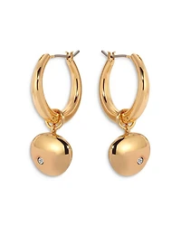 Pavé Polished Pebble Charm Huggie Hoop Earrings