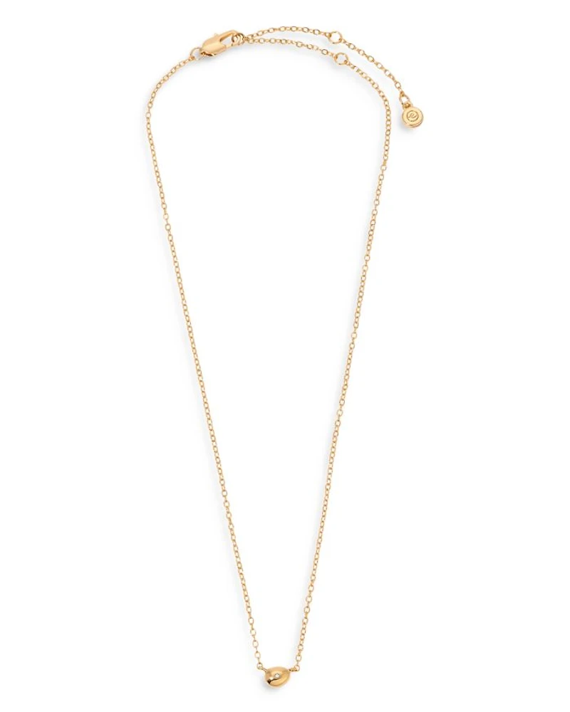 Pavé Polished Pebble Pendant Necklace, 14"-17"