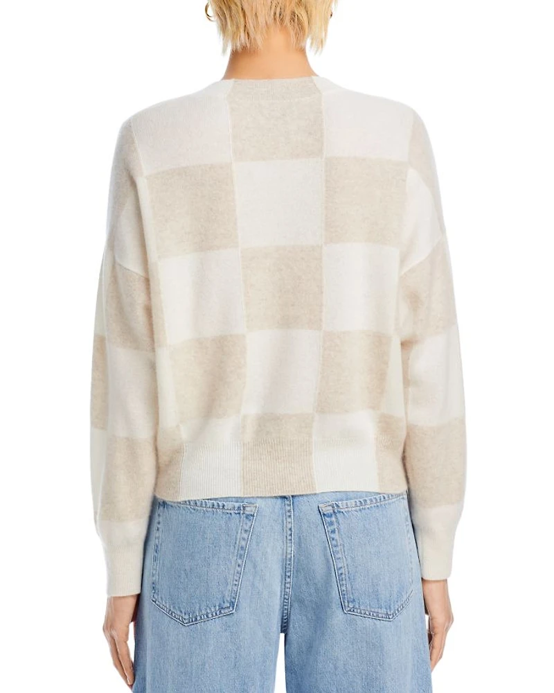 Check Pattern Brushed Cashmere Sweater - Exclusive