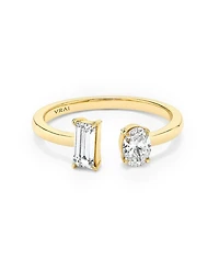 Mixed Lab-Grown Diamond Cuff Ring 14K Yellow Gold, .50ctw Baguette & Oval Lab Grown Diamonds