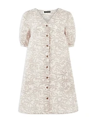 Palm Print Linen Blend Dress