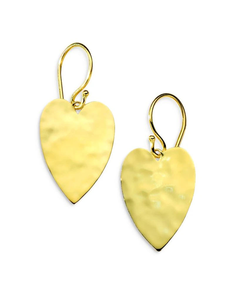 18K Yellow Gold 18K Classico Crinkle Medium Heart Drop Earrings