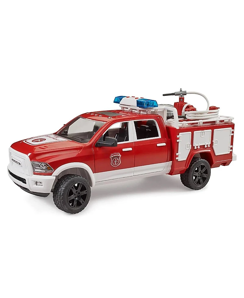 Bruder Unisex Ram Fire Service Truck with Light and Sound Module Storage compartments with doors on both sides, rotating water - Ages 11+