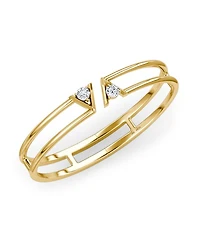V Double Row Plain Bangle Bracelet in 14K Yellow Gold, .50ctw Round Brilliant Lab Grown Diamonds