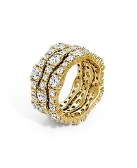 3 Row Pavé Ring 14K Yellow Gold, 4.65tw Round Brilliant Lab Grown Diamonds