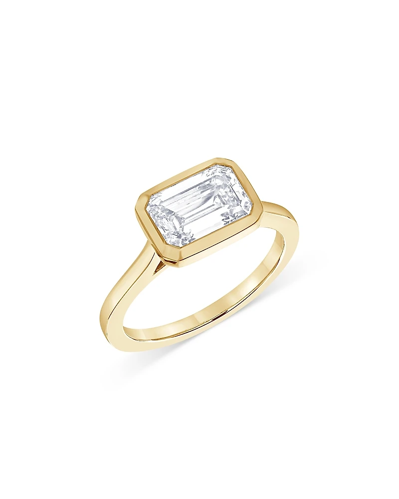 Bloomingdale's Fine Collection Certified Lab Grown Emerald Cut Diamond Bezel Set Engagement Ring