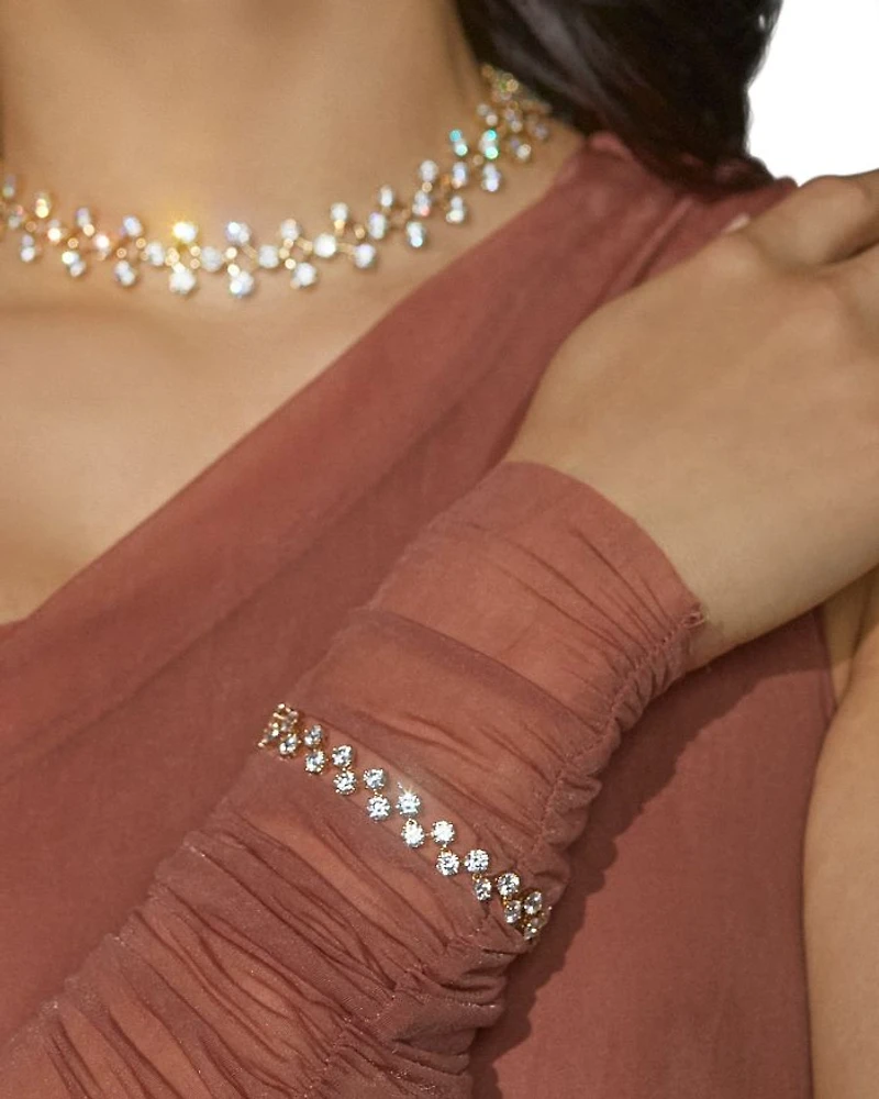 Halle Cubic Zirconia Adjustable Flex Bracelet in 18K Gold Plated