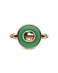 18K Rose Gold Interlocking Green Agate & Diamond Ring
