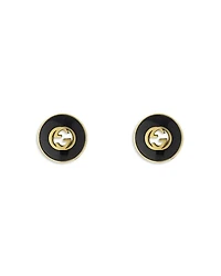 18K Yellow Gold Interlocking Black Onyx Stud Earrings