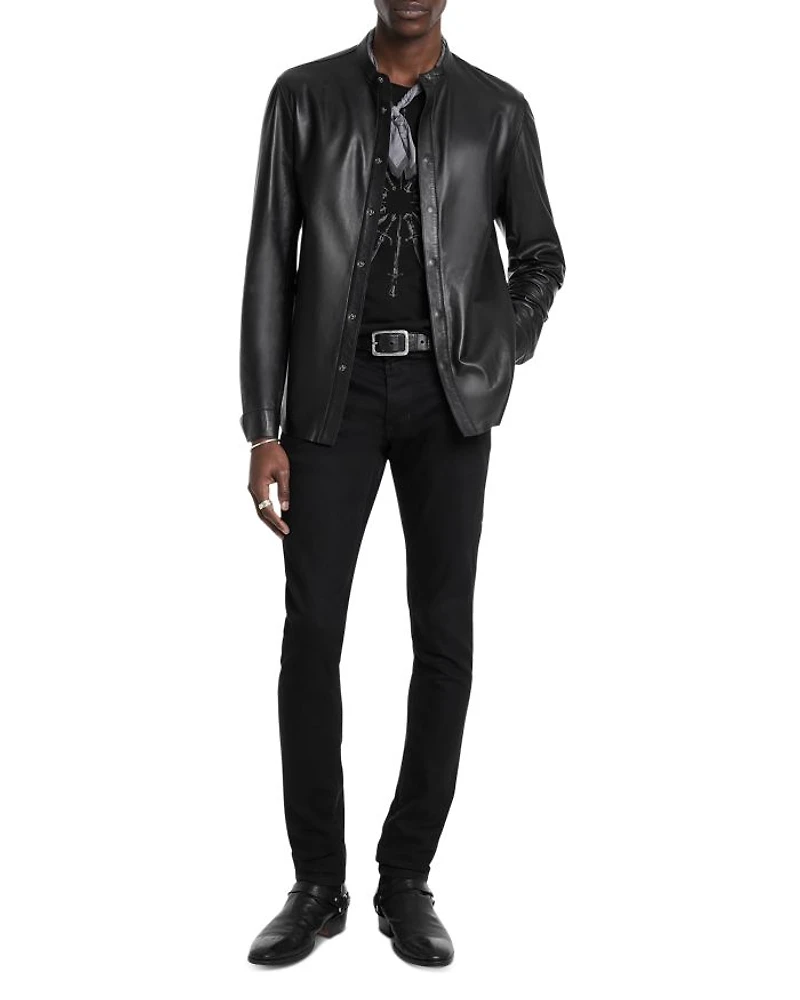 Bernard Leather Band Collar Shirt Jacket