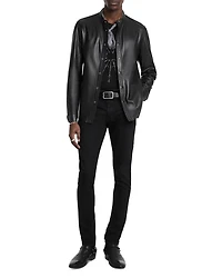Bernard Leather Band Collar Shirt Jacket