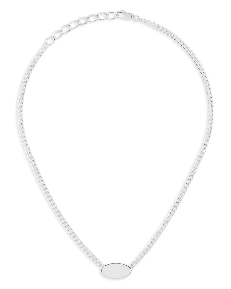 Sterling Silver Trademark Oval Pendant Necklace, 15-17"