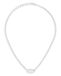 Sterling Silver Trademark Oval Pendant Necklace, 15-17"