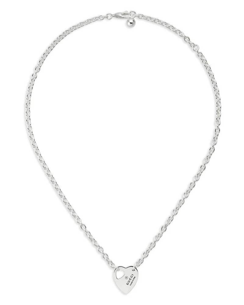 Sterling Silver Trademark Heart Pendant Necklace, 15-17"