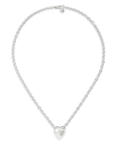 Sterling Silver Trademark Heart Pendant Necklace, 15-17"