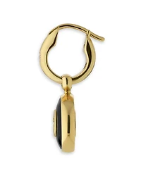 18K Yellow Gold Interlocking Onyx & Diamond Dangle Hoop Earrings