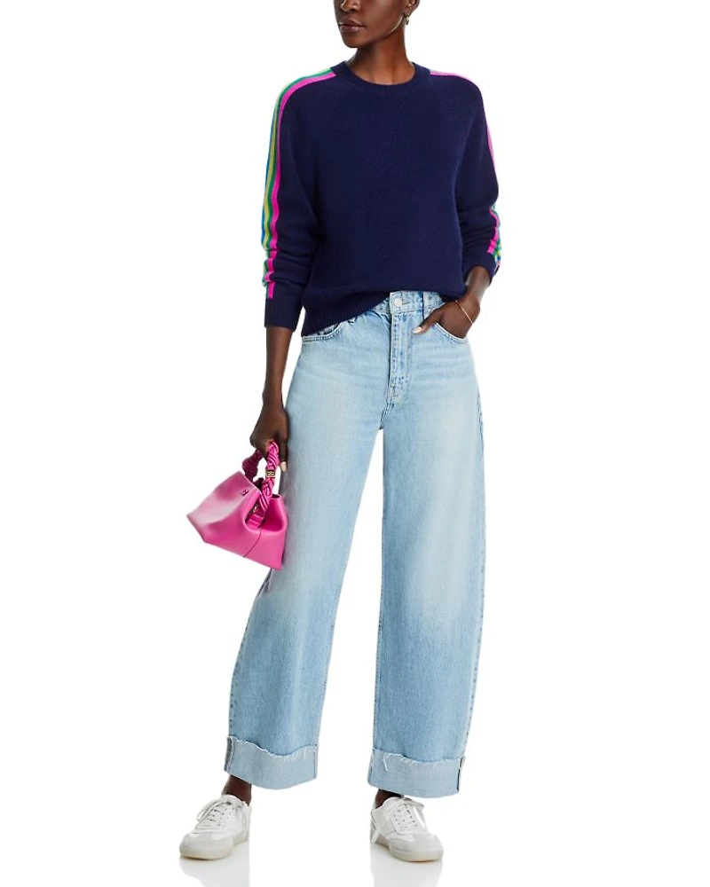 Cashmere Rainbow Athletic Stripe Sweater - Exclusive