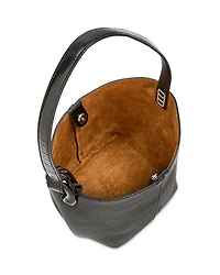 Corner Chain Small Leather Bucket Bag